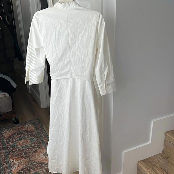Elie Tahari Ann Tie Poplin 3/4 Sleeve Clean Cut Midi Dress White Size 2 $448 - Picture 7 of 13